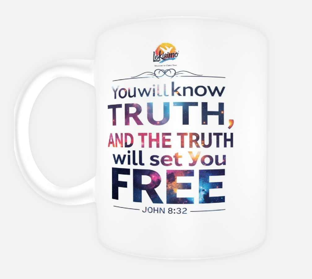 John 8:32 coffee cups by Lokisimo Brand